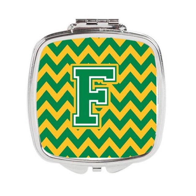 Carolines Treasures CJ1059-FSCM Lettre F Chevron Vert & Or Miroir Compact