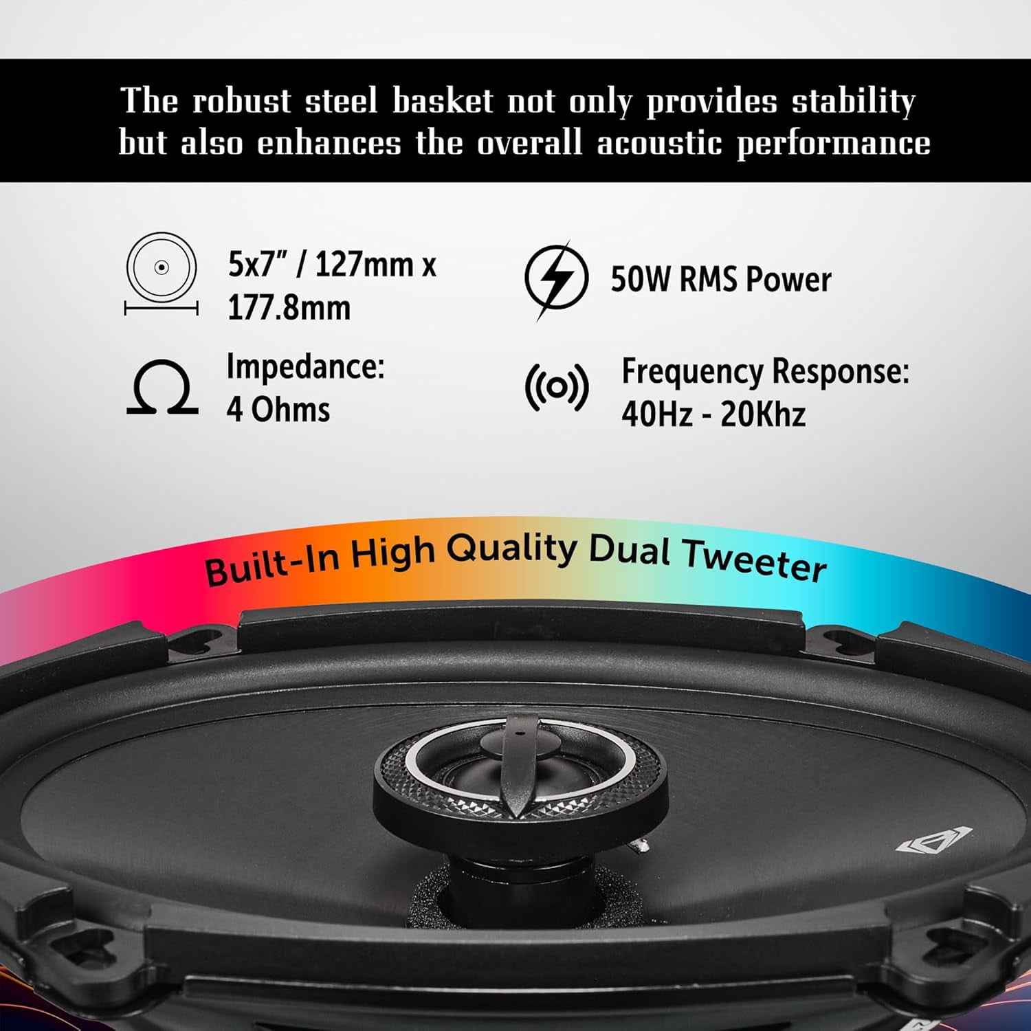 BLACK DIAMOND DIA-57.2 5x7" 2-Way Coaxial Car Speakers - 150W Max, 4-Ohm Car Audio Door Stereo Speakers (Pair)