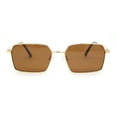 thumbnail image 2 of Classic Dimensional Metal Rim Rectangle Dad Fashion Sunglasses Gold - Brown, 2 of 4