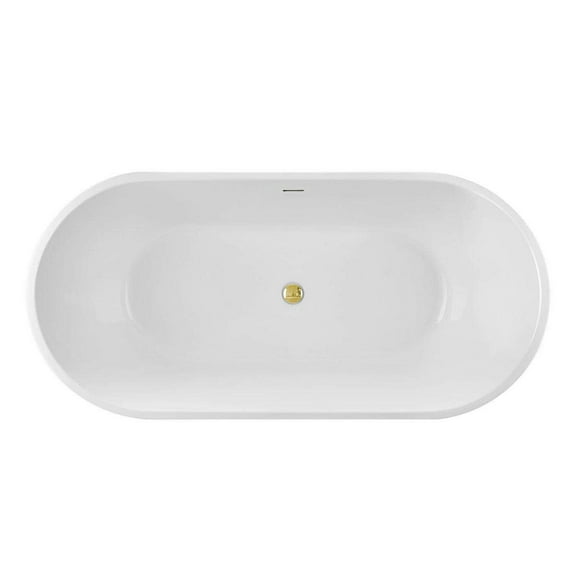 Mia 63 Inch Freestanding Acrylic Soaking Tub - No Faucet Drillings