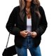 thumbnail image 2 of Mujer Invierno Chaqueta De Manga Larga Moda Otoño Invierno Cálido Color Puro Cremallera Frente Abierto Outwear Abrigo Negro XL, 2 of 5