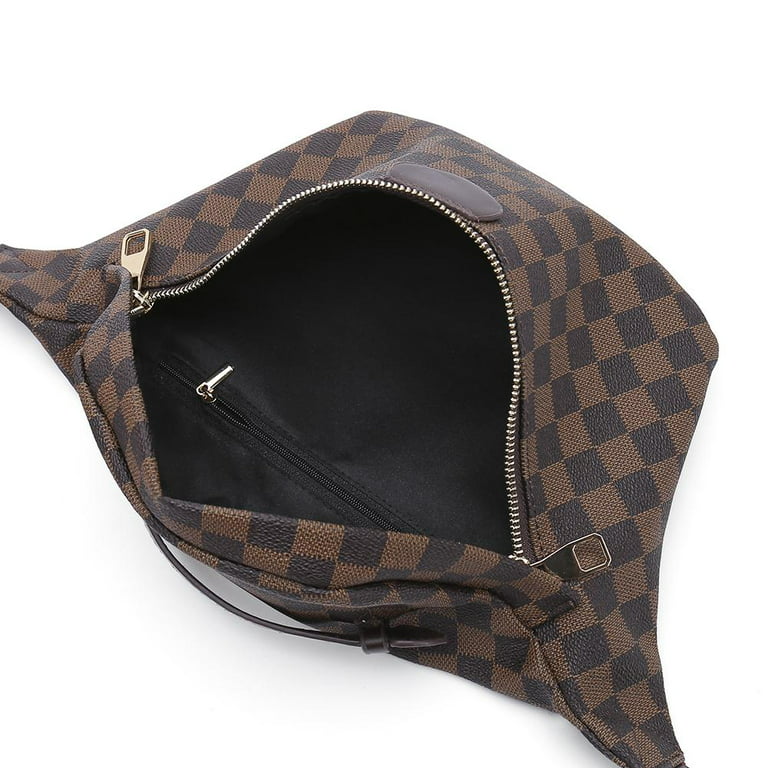 MK Gdledy Checkered Travel PU Leather Oversized Weekender Duffel