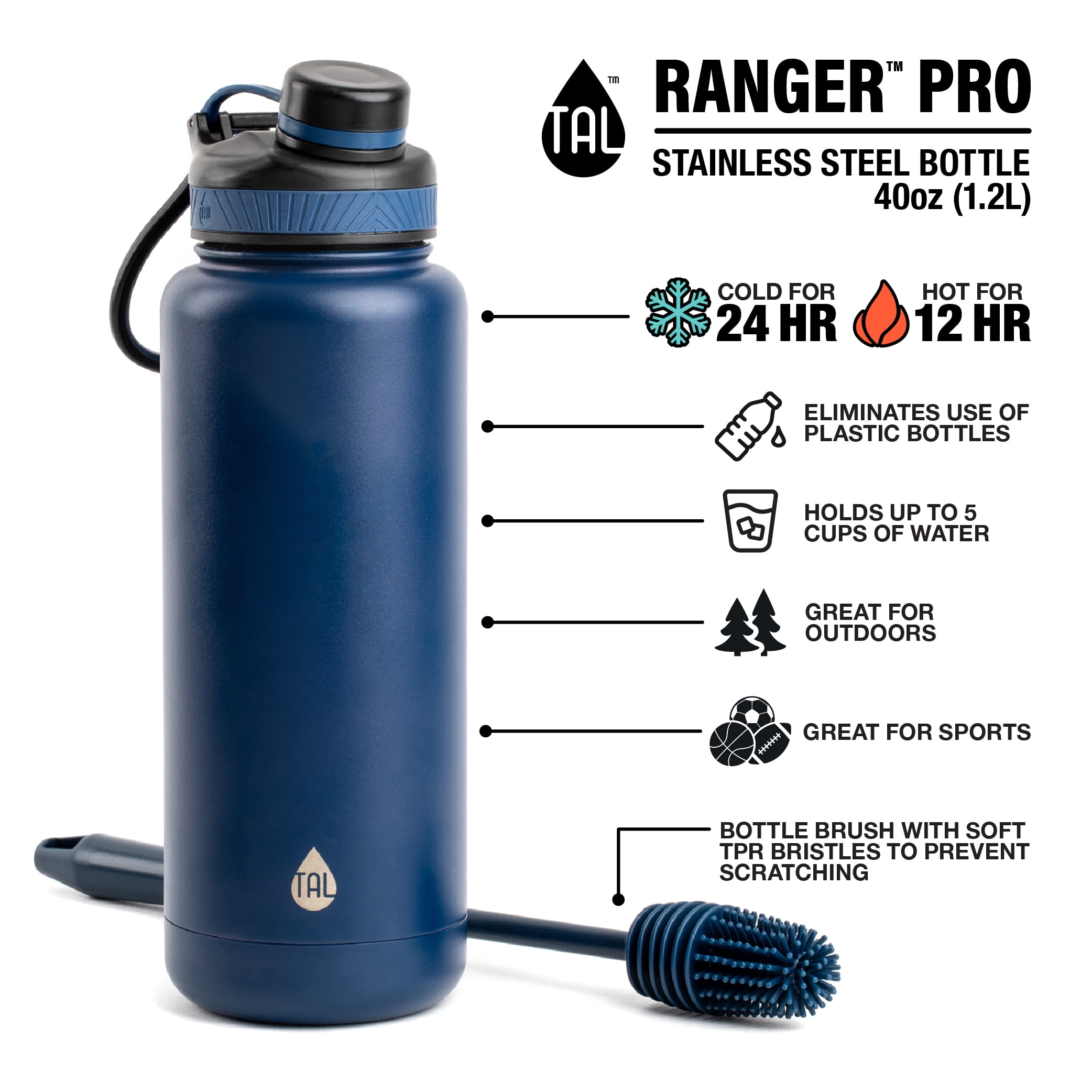 TAL Navy 40 oz Ranger Pro Water Bottle 