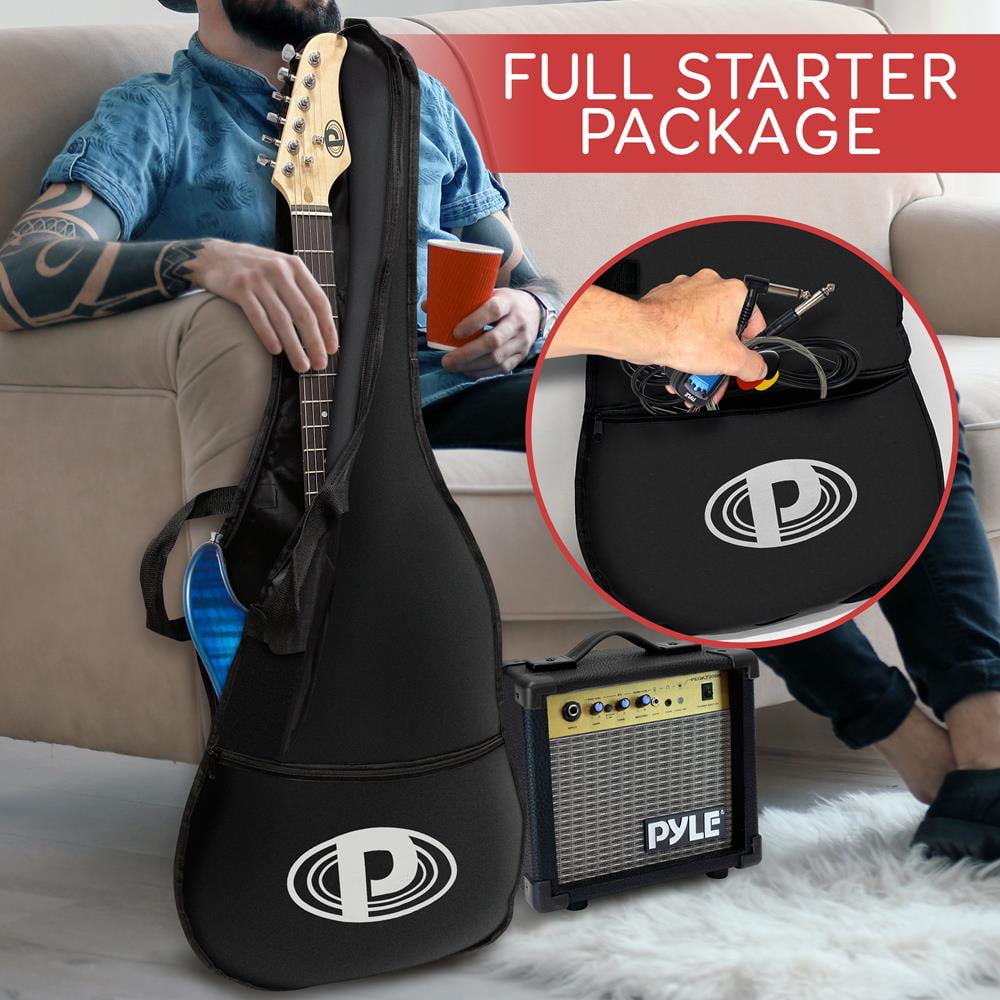 Pyle Beginner Electric Guitar Kit with Amp - Starter Kit Full Size 39" Instrument Package with Humbucker Pickups and Rock Amplifier Starter Set Bundle for Kids All Ages, Youth and Adults