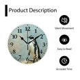 thumbnail image 4 of 12 Inch Wall Clock Battery Operated Silent Clock Decorative for Office, Kitchen, Outdoor, Living Room，Emperor Penguin with Chick on White Snow in South Pole Chic, 4 of 4