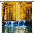 thumbnail image 5 of Forest Waterfall Shower Curtain Fall Autumn Scenic Jungle Natural Scenery Seasonal Landscape Tree River Stone Fabric Bathroom Decor Set with Hooks, 5 of 6