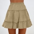 thumbnail image 4 of TaTaai Women's Elastic Waist Pleated Skirt Solid Color High Waist Casual Midi Skirt with Ruffle Hem Lined Chiffon A-Line Summer Gift, 4 of 6