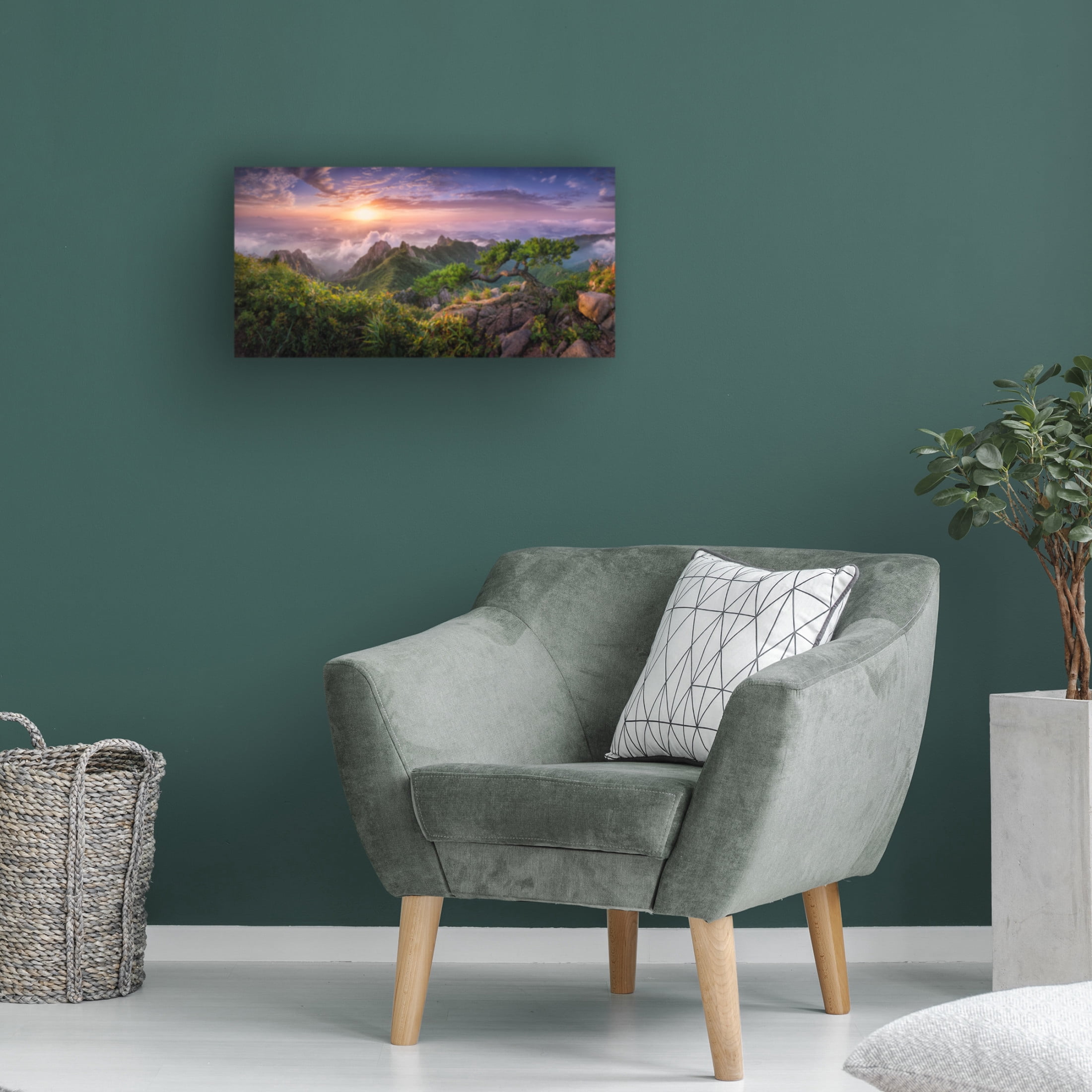 Trademark Fine Art Tiger Seo Pine Tree On The Rock Canvas Wall Art