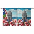 thumbnail image 3 of Red Blue Flag Sheer Curtains 54 Inches Length 2 Panels Set, Window Sheer Curtains for Living Room/Bedroom, Spring Floral Coastal Ocean Botanical Light Filtering Rod Pocket Curtain 52'' x 54'' x 2, 3 of 7