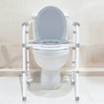 thumbnail image 2 of Chaise de Commode 3 en 1 avec Hauteur Réglable à 7 Positions, Siège de Toilette Surélevé et Rails de Sécurité en Aluminium, Supporte 300 Lb, 2 of 9