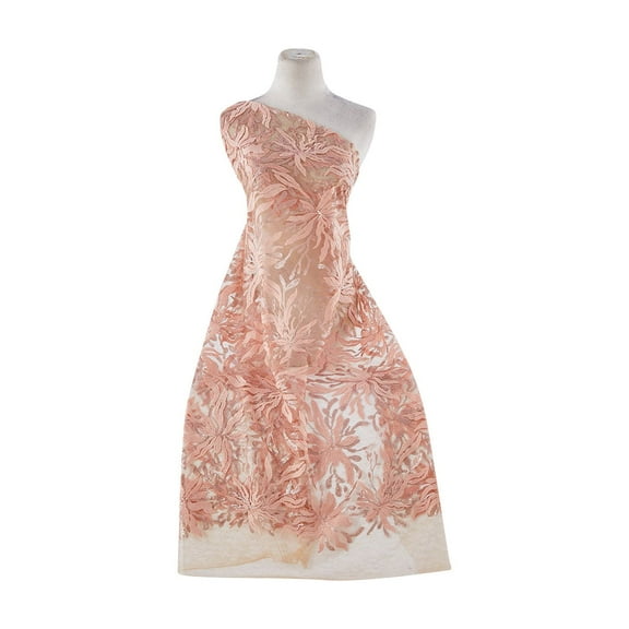 Zelouf Elara Sequin Embroidery Cottony Mesh  , Sewing, DIY, Crafts Fabric by the Yard, Elegant Rose, 3 Yard