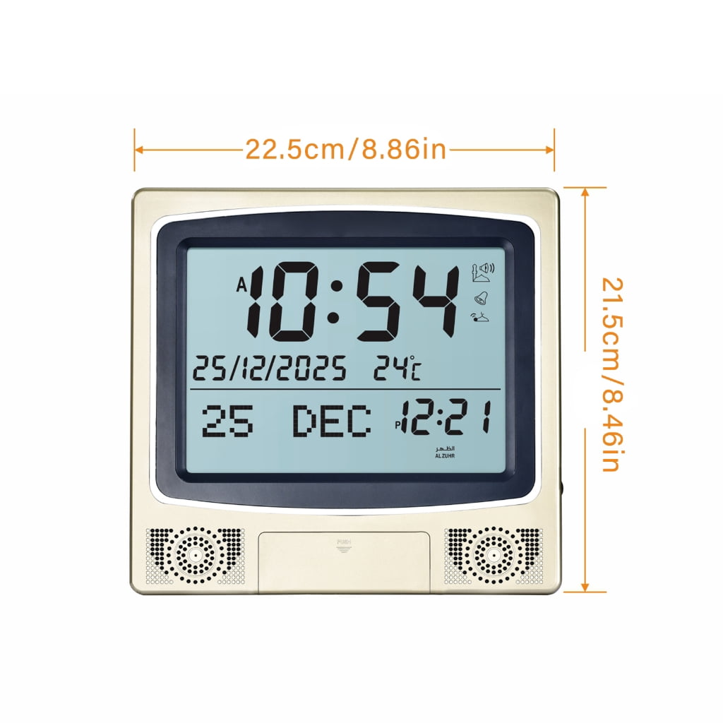 Digital LED Azan Clock Wall Desktop Placement Clock with Temperature Monitor Calendar