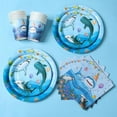 thumbnail image 5 of Shark Party Disposable Tableware Set Plates Cups Ocean Shark Birthday Party Decor Kids Boy Baby Shower Party Decor Supplies, 5 of 9