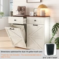thumbnail image 5 of GZXS Farmhouse Double Tilt Out Trash Cabinet for 2 x 10 Gallon Cans (Not Included), Barn Door Style Wooden Laundry Sorter Cabinet with 2 Drawers, Antique White, 5 of 10
