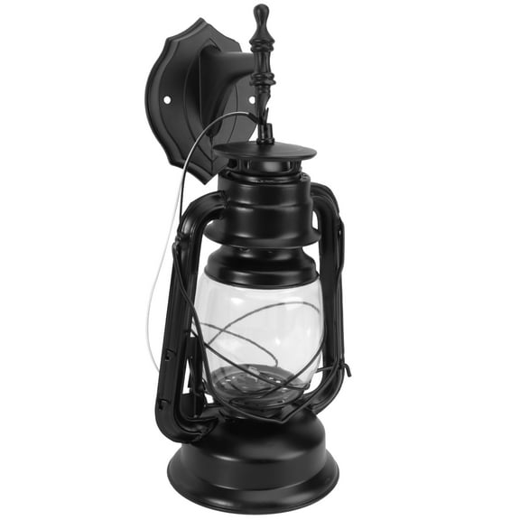 SOPOTUTU 1Pcs Vintage Industrial Style Black Wall Lamp with Glass and Iron for Cozy Flameless Kerosene Led Lights