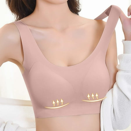 

Tawop Seamless Bras For Women Push-Up Women S Rimless Stretch Pink L