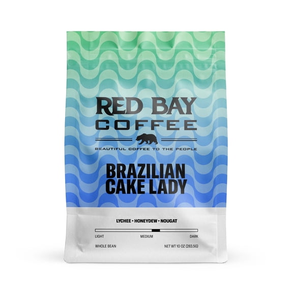 Red Bay Coffee Brazilian Cake Lady, Medium Roast, Whole Bean Coffee, 10oz