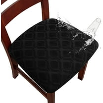Joqmia Waterproof Seat Covers for Dining Room Chairs, Stretch Chair Covers Removable Washable Dinning Room Kitchen Chair Seat Cushion Slipcovers (Jacquard-Black, 6 PCS)