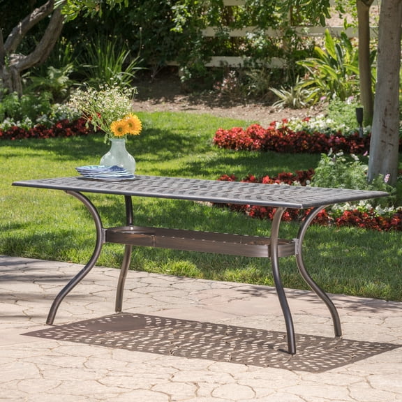 68" Rectangle Cast Aluminium Patio Table With Copper Radiance Copper- Aluminum