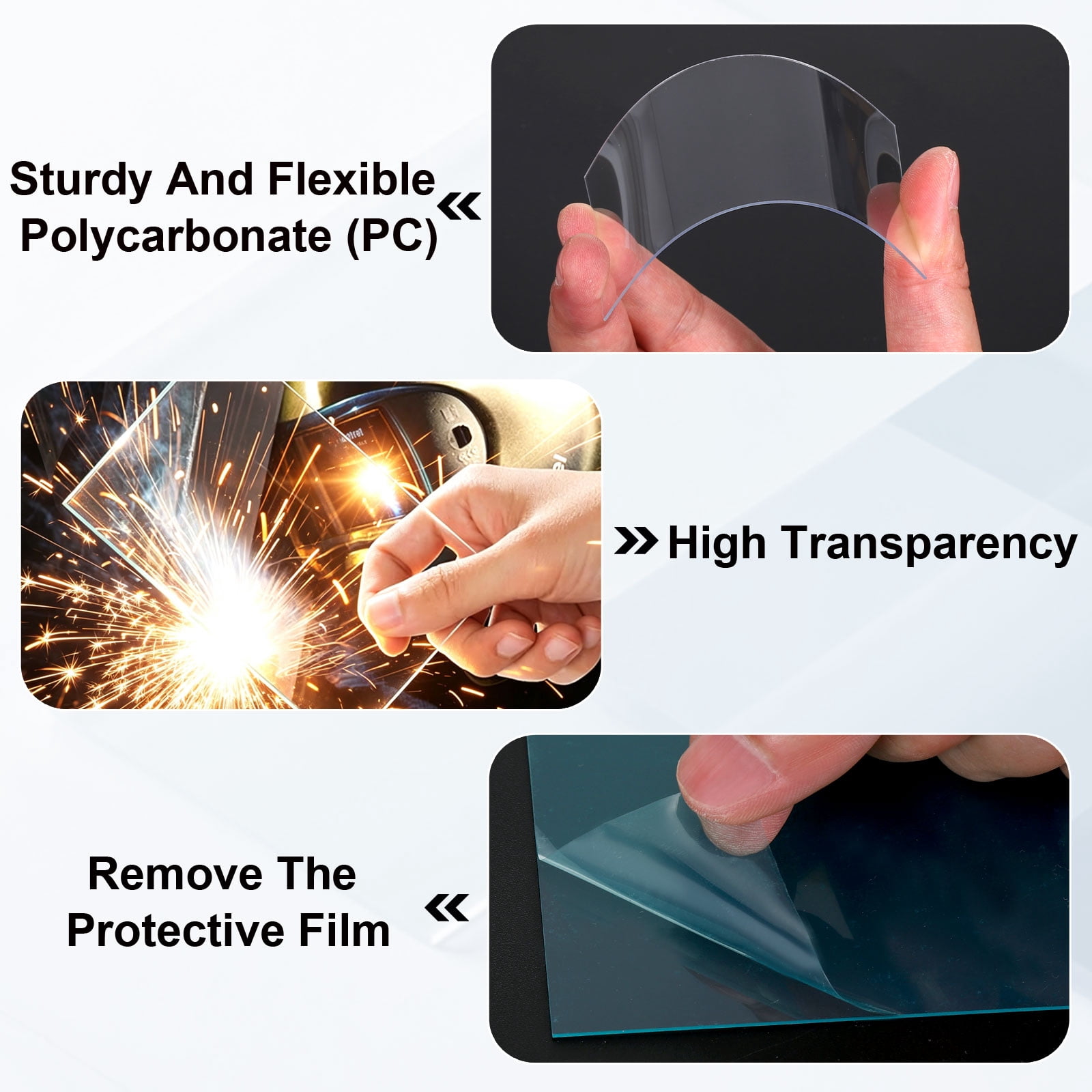Uxcell 4-1/4 x 2 Inch Welding Protection Lens, 60 Pcs Clear PC Lens Cover Replacement Welding Helmet Hood Transparent Protective Covers Right Angle