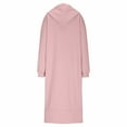 thumbnail image 6 of Busydd Dresses for Women Casual Comfy Solid Color Slit Maxi Dress Fashion Hooded Long Sleeve Dress for Women with Drawstring and Pockets M, 6 of 7