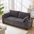 thumbnail image 5 of 78" Corduroy Sofa,3 Seater Sofa with Extra Deep Seats,Modern Upholstered Couch with USB,Cup Holders & Side Pocket,2 Pillows for Living Room,Gray, 5 of 8