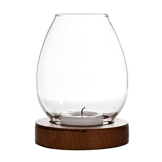 GROWTH TANK Glass Candle Holder Nordic Wooden Base for Ornament Birthdays Gift