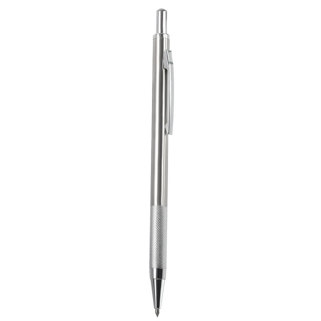Bolígrafo de grabado retráctil con punta de carburo de tungsteno para herramientas de corte en vidrio y cerámica tono plateado