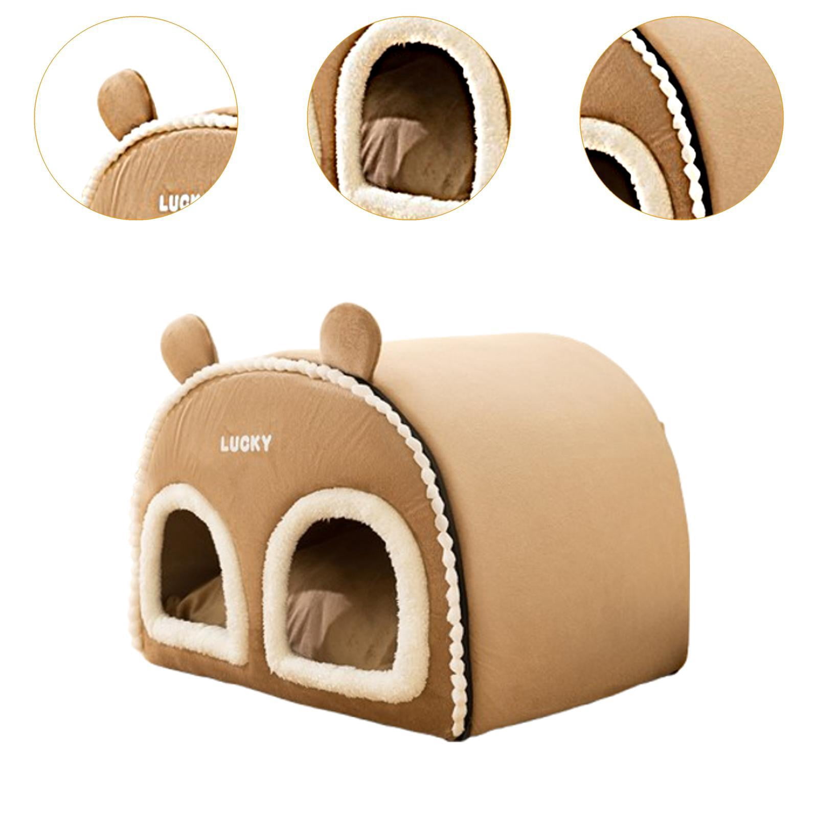 Serenable Indoor Enclosed Pet Cat House Warm Cave 20x15.7x15.7inch for Outdoor Travel Multipurpose Comfortable Kitten Nest Cat Tent Hut Brown