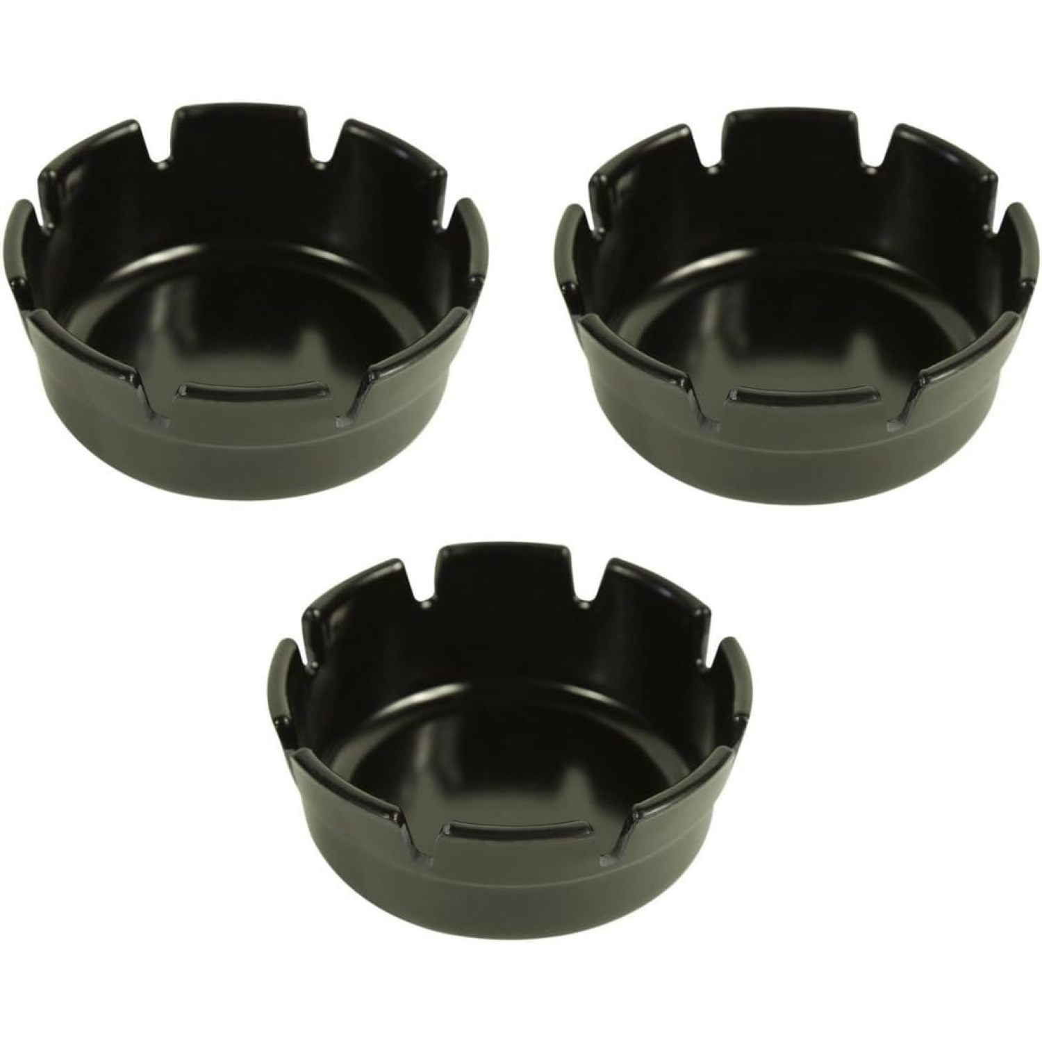 Set of Three Black Plastic AshtraysDeep WellResturant/ Bar4"Diameter
