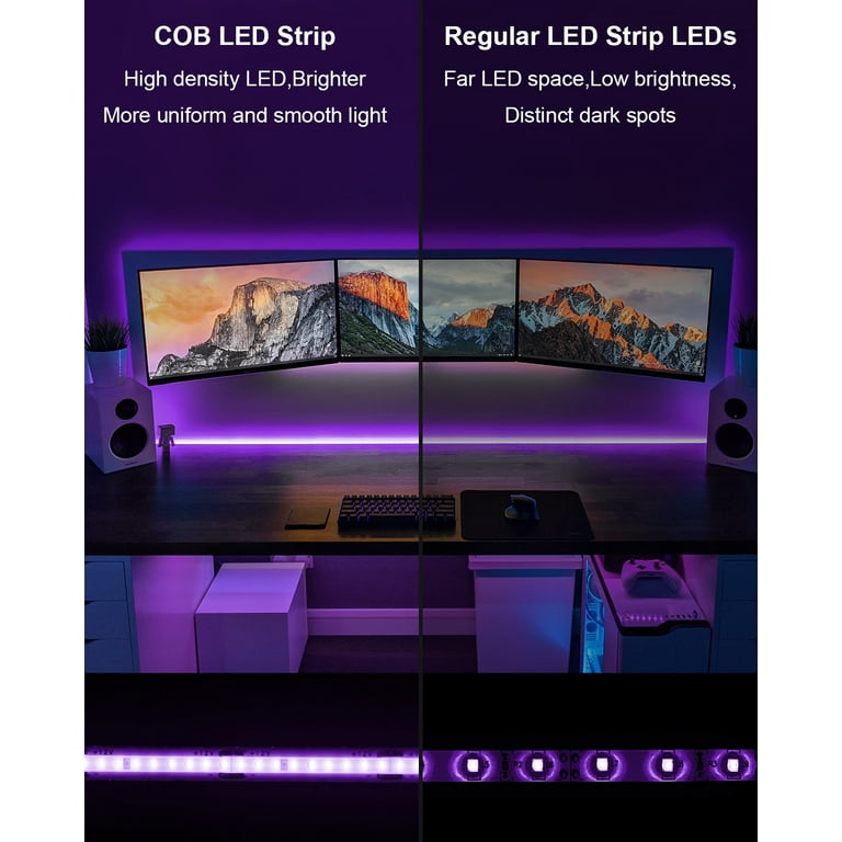 ALITOVE 16.4ft Purple COB LED Strip Lights 12V 1600LEDs Dimmable