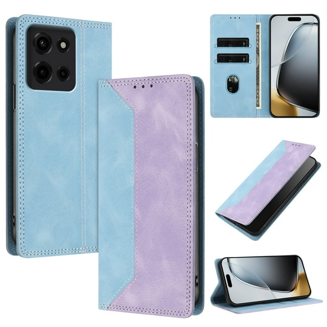 Funda FOXDOCK para Motorola Moto G 5G 2025 de Cuero Premium Bicolor con Ranuras RFID, Carcasa Tipo Billetera Antigolpes y Soporte Plegable