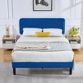 thumbnail image 2 of VECELO Modern 3-Piece Blue Bedroom Set, Queen Upholstered Bed Frame with Adjustable Headboard, Nightstand Set of 2 with 1-Drawer and Open Storage Shelf, 2 of 10