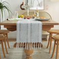 thumbnail image 1 of Tapete de mesa Wracra Rustic con dobladillo de lino, 275 x 33 cm, color gris, 1 of 7