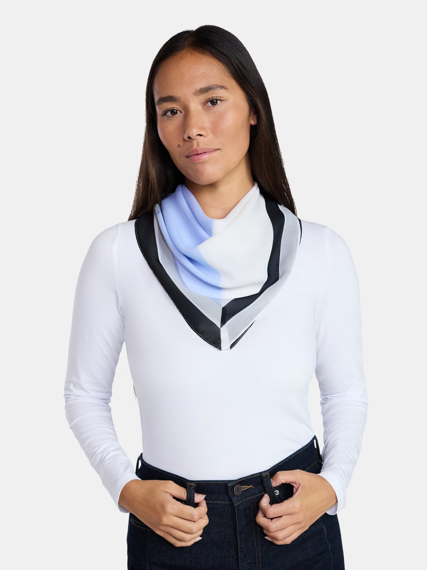Time and Tru Women's Vintage Geometric Print Square Scarf for Adults
