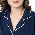 thumbnail image 3 of Fruit of the Loom Women's Pipped Button Down Sleep Set, Navy, Large, 3 of 6