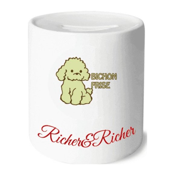 Bichon Hair Pet Breeding Art Deco Fashion Rich and Rich Bank Saving Box Coin