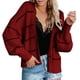 thumbnail image 1 of Cárdigan de punto para mujer, frente abierto, hombros caídos, rayas, manga larga, transpirable, estilo informal, cárdigan rojo vino XL, 1 of 4