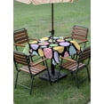thumbnail image 3 of Outdoor Tablecloth with Umbrella Hole and Zipper, Easter Eggs Square Table Cloth 54x54 Inch Waterproof Tablecloth, Cute Colorful Farmhouse Love Black Picnic Table Cover for Patio Camping, 3 of 7