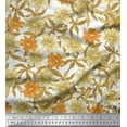 thumbnail image 1 of Soimoi Orange Silk Fabric Leaves & Cosmos Floral Print Sewing Fabric Yard 42 Inch Wide, 1 of 1