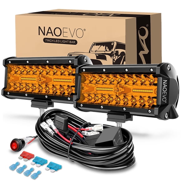 Barra de Luz LED NAOEVO 7" 240W 24000LM Ámbar Spot Flood