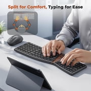 Meetion Ergonomic Split Keyboard & Mouse, S-Curve, 2.4G Bluetooth, Rechargeable for Win/Mac - Black