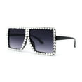 thumbnail image 2 of Girls Child Size Large Rhinestone Studded Flat Top Square Mob Sunglasses Black Smoke, 2 of 4
