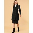 thumbnail image 2 of Abrigo Largo De Invierno Solapa Con Muesca Doble Botonadura Para Mujer Negro XL, 2 of 6