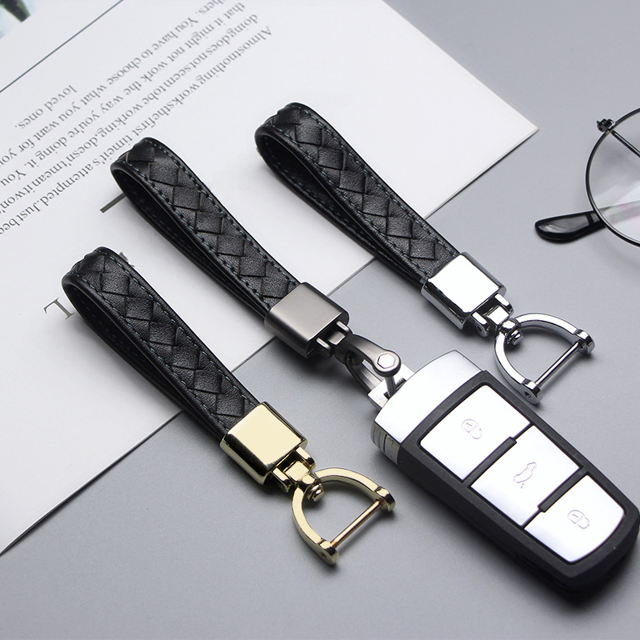 LLavero de Cuero de vaca real tejido a mano de piel de oveja, llavero con personalidad para pareja, regalo creativo, llavero para coche