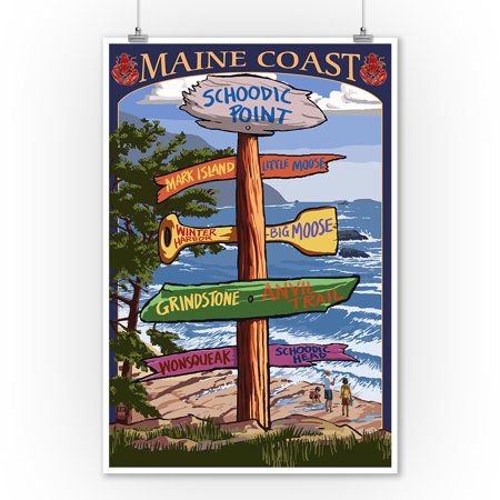 Schoodic Point, Maine - Sign Destinations - Lantern Press Poster (9x12 Art Print, Wall Decor Travel