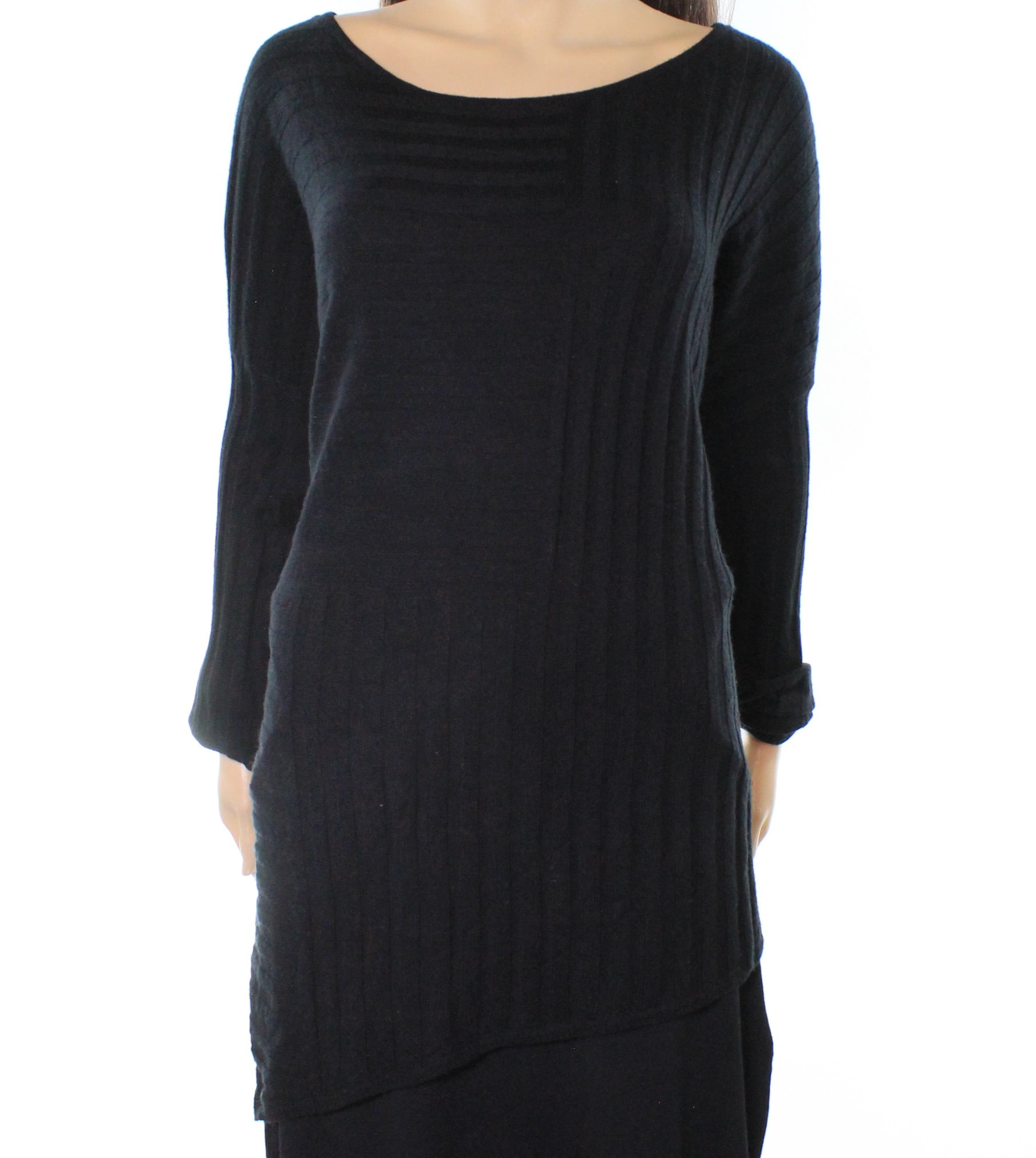 INC INC NEW Deep Black Womens Size 2XL Asymmetrical Ribbed Tunic