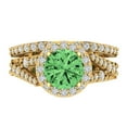 thumbnail image 2 of 2.32 ct Brilliant Round Cut Green Zircon 18K Yellow Gold Halo Solitaire with Accents Engagement Bridal Wedding Ring Band Set size 5.25, 2 of 7