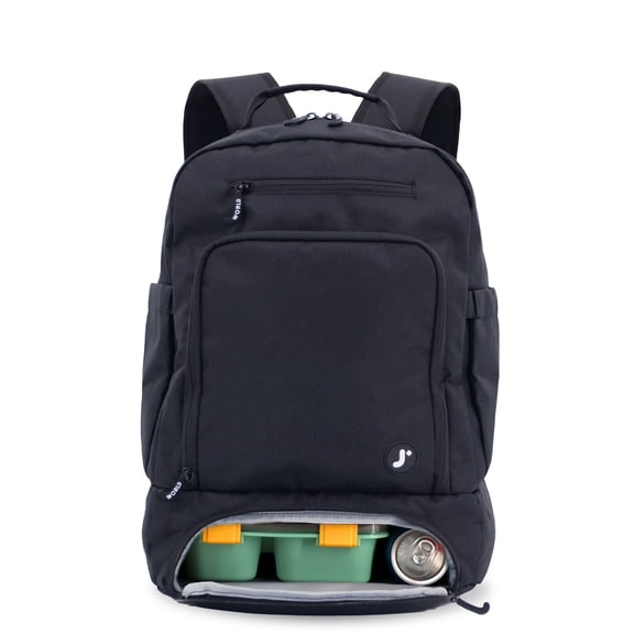 J World Unisex Packmate 2 in 1 Backpack With Built-in Lunch Bag, Black