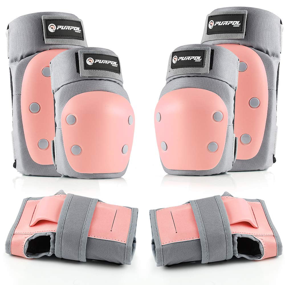 Black, X-Large Purpol Kids Youth Adult Knee Pads Elbow Pads Wrist Guards 3 in 1 Protective Gear Set for Multi Sports Skateboarding Inline Roller-Skating Cycling Biking BMX Bicycle Scooter 
